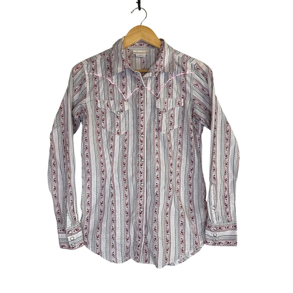Ariat Floral Print Western Shirt Pearl Snap Womens Medium Long Sleeve Button Up